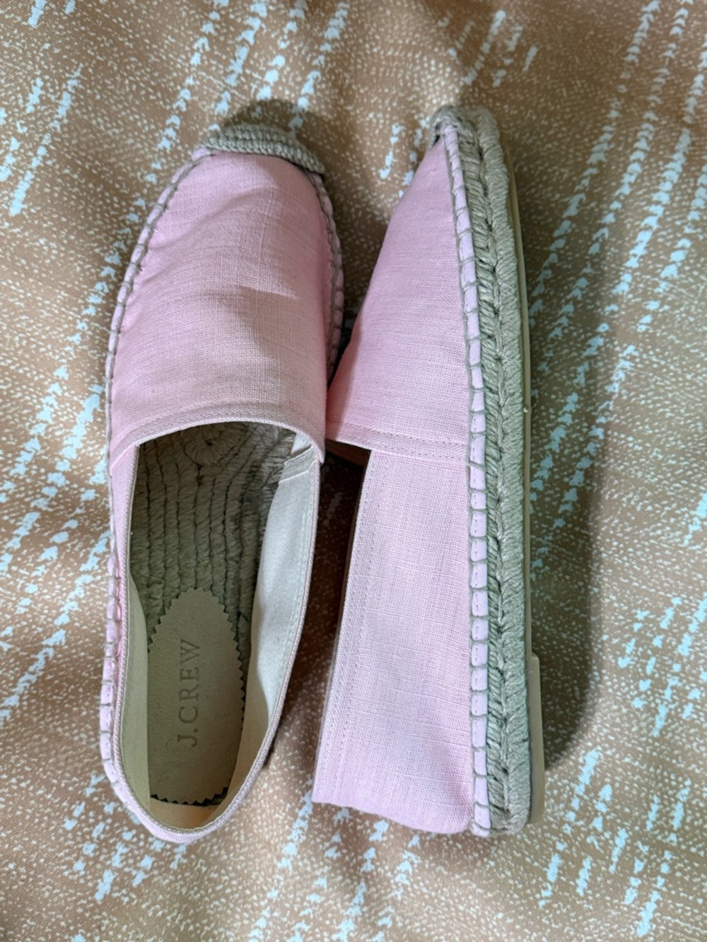 J. Crew Light Pink Linen Espadrille Slip-Ons New 10.5